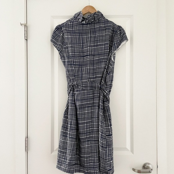 Elizabeth McKay Scotland Silk Wrap Dress Blue Check - Picture 5 of 12